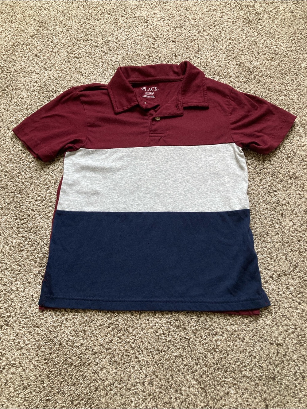 Boys The Children's Place Burgundy Gray Navy Colorblock Polo